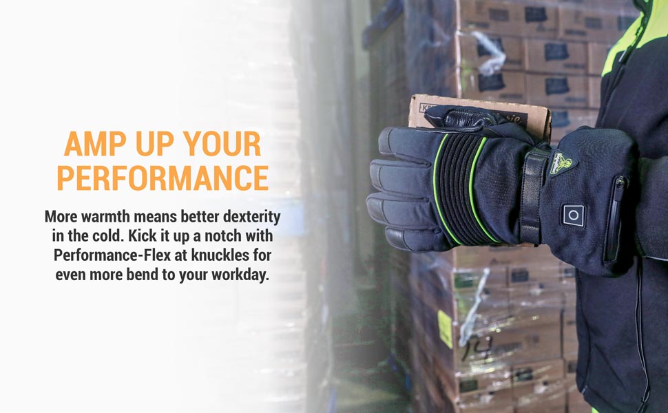 Amp up your performance. More warmth means better dexterity in the cold. Kick it up  notch with Performance-flex at knuckles for even more bend to your workday.